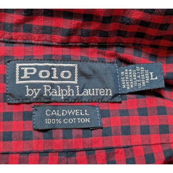 Vintage Polo Ralph Lauren Size L Caldwell Shirt Pocket Cotton Plaid 90s USA Made - Picture 6 of 7